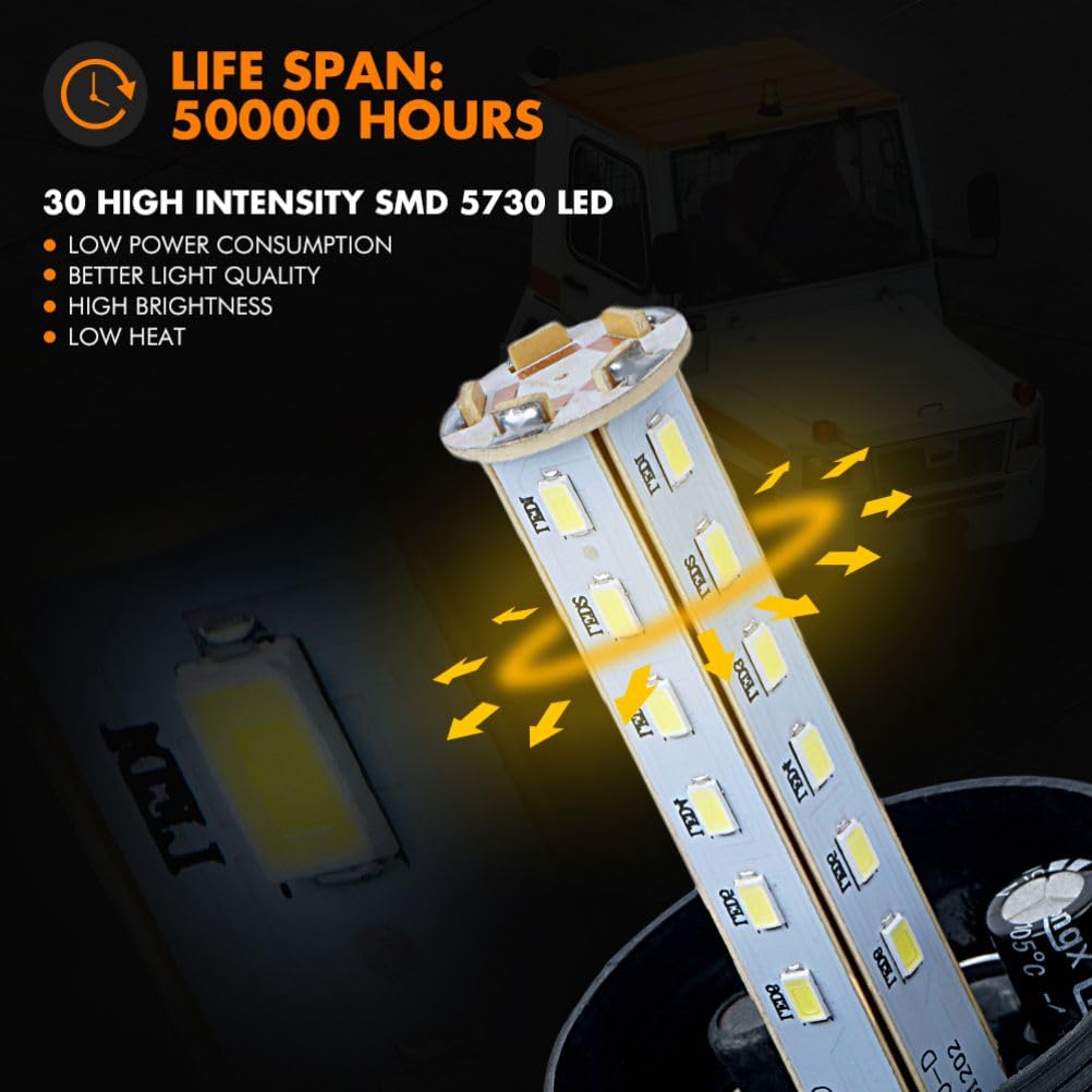 30 LED Amber Forklift Beacon Strobe Light Safety Warning Flashing Lights for 10-110V Mower, ATV, Trucks, Tractor, Golf Carts, UTV, Cars, Bus
