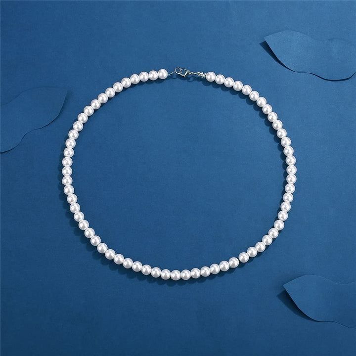 Pearl Necklace for Men,6mm White Mens Pearl Necklace,16
