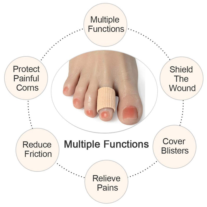 Cuttable Toe Tubes Sleeves, 5 Pack, Made of Elastic Fab