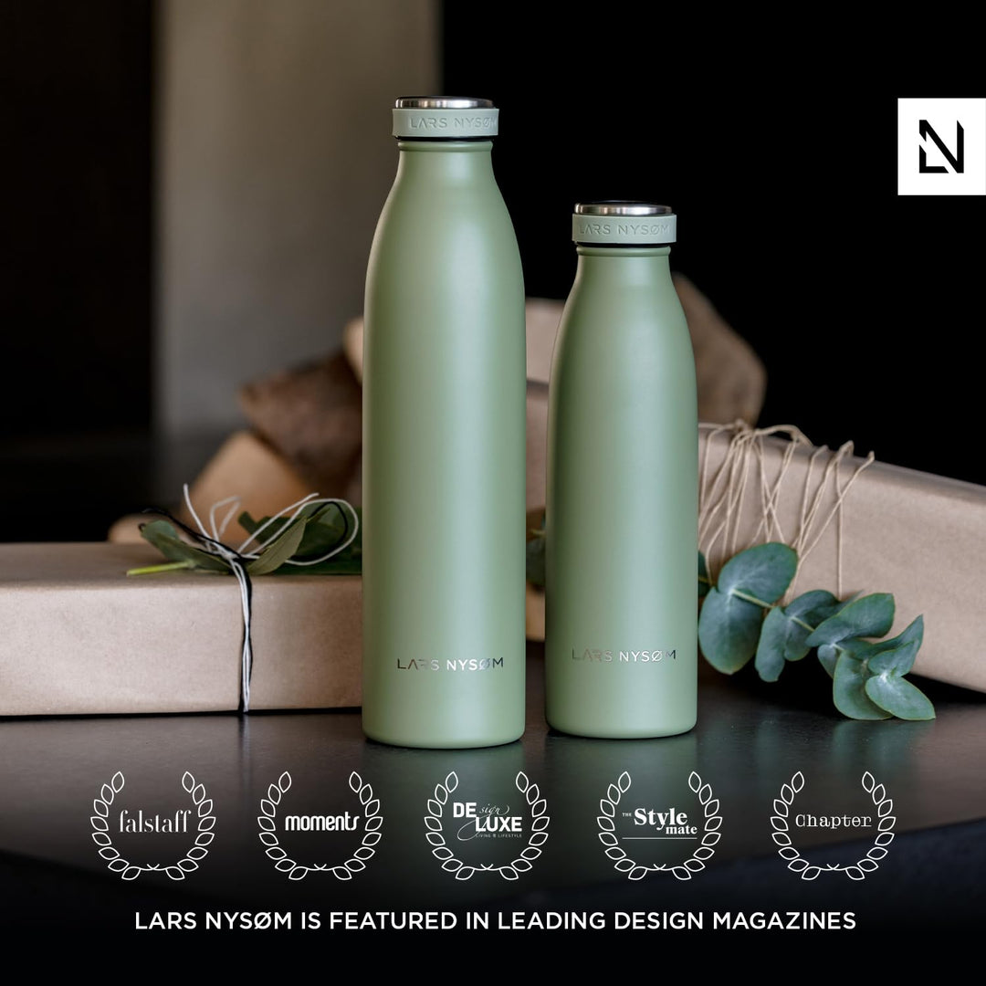 Stainless Steel Insulated Water Bottle 12oz 17oz 25oz 34oz 51oz | Insulated Thermo Flask for Hot and Cold Beverages | Leakproof Drinking Bottle (Stone Blue, 500ml)