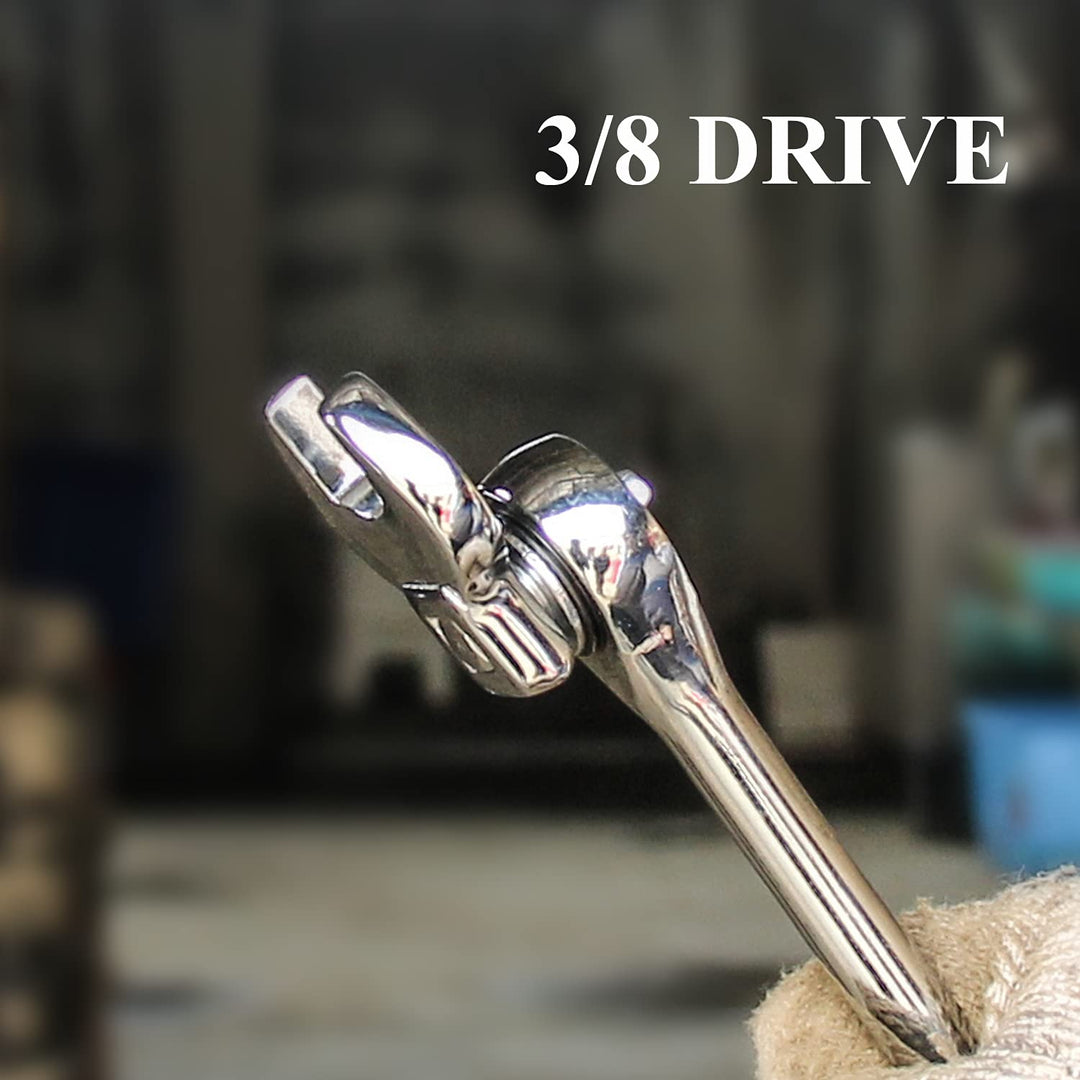 3/8” Drive Metric Crowfoot Wrench Set, Crows Foot and Wrench,10 11 13 14 15 18 19 22 mm with Ratchet Handle