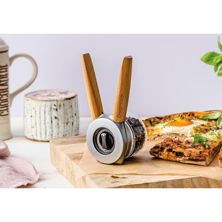 Dreamfarm Ortwo Original Ergonomic 1-or-2-Handed Re-Fillable Pepper, Spice, Seed, Coffee Mill with 6 Grind Settings - 2oz Beechwood