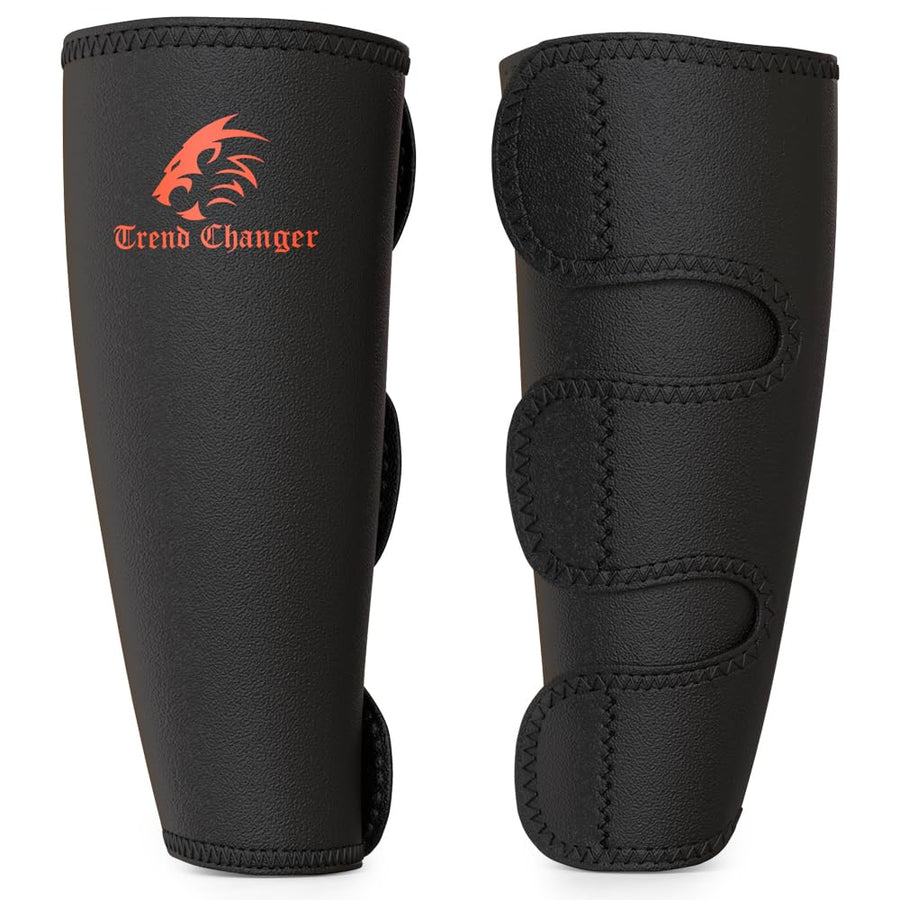 Weightlifting Shin Guards/Calf Support Brace 5mm-7mm Thick Neoprene for EasyWear-Deadlift Shin Guards,Box Jump,Crossfit Adjustable Shin Splint Compression Calf Wrap for Men Women (Pair)