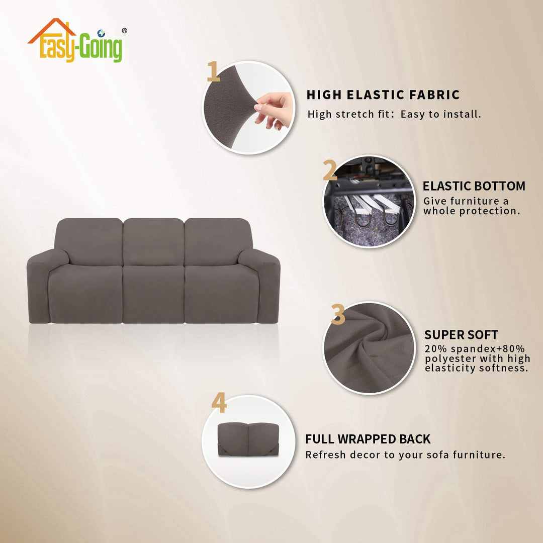 Easy-Going 8 Pieces Microfiber Stretch Sectional Reclin