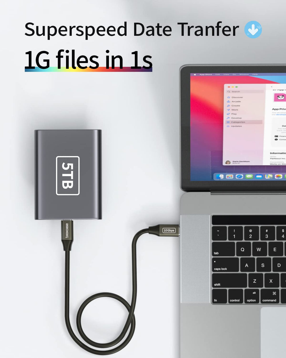 DockCase USB C to USB C Cable, USB C 3.2 GEN2 10Gbps Data Transfer Cable, 100WPD Fast Charging, 4K Video Monitor for iPhone15/15Pro/15Plus, MacBook Pro, iPad Pro, Samsung Galaxy, T5 LaCie SSD[3.28ft]…