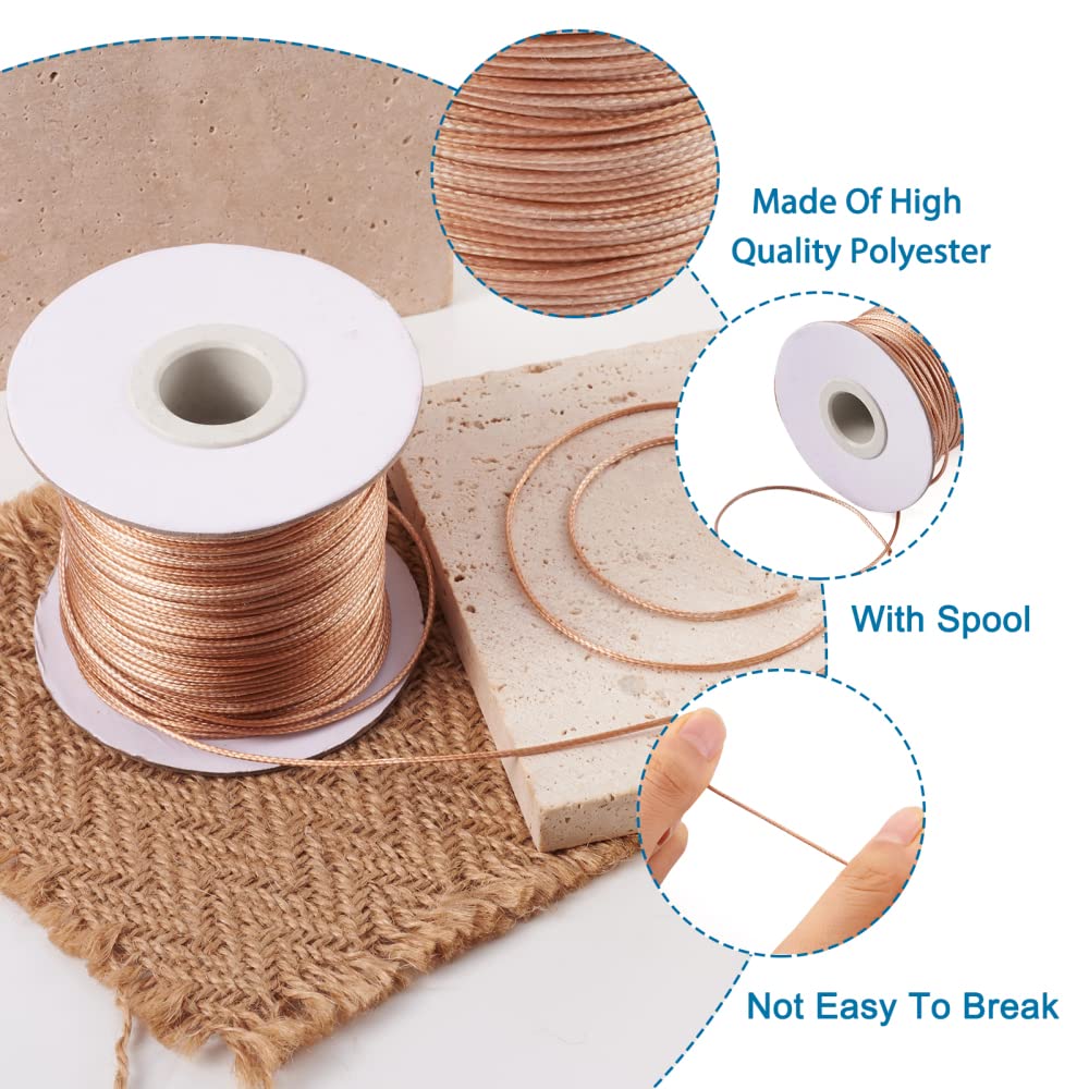 85 Yards 1mm Korean Waxed Polyester Cord Beading String Threads Knotting Braiding Round Cord Ropes Crafting Cord Wire Dark Goldenrod for DIY Bracelet Macrame Necklace Jewelry Making