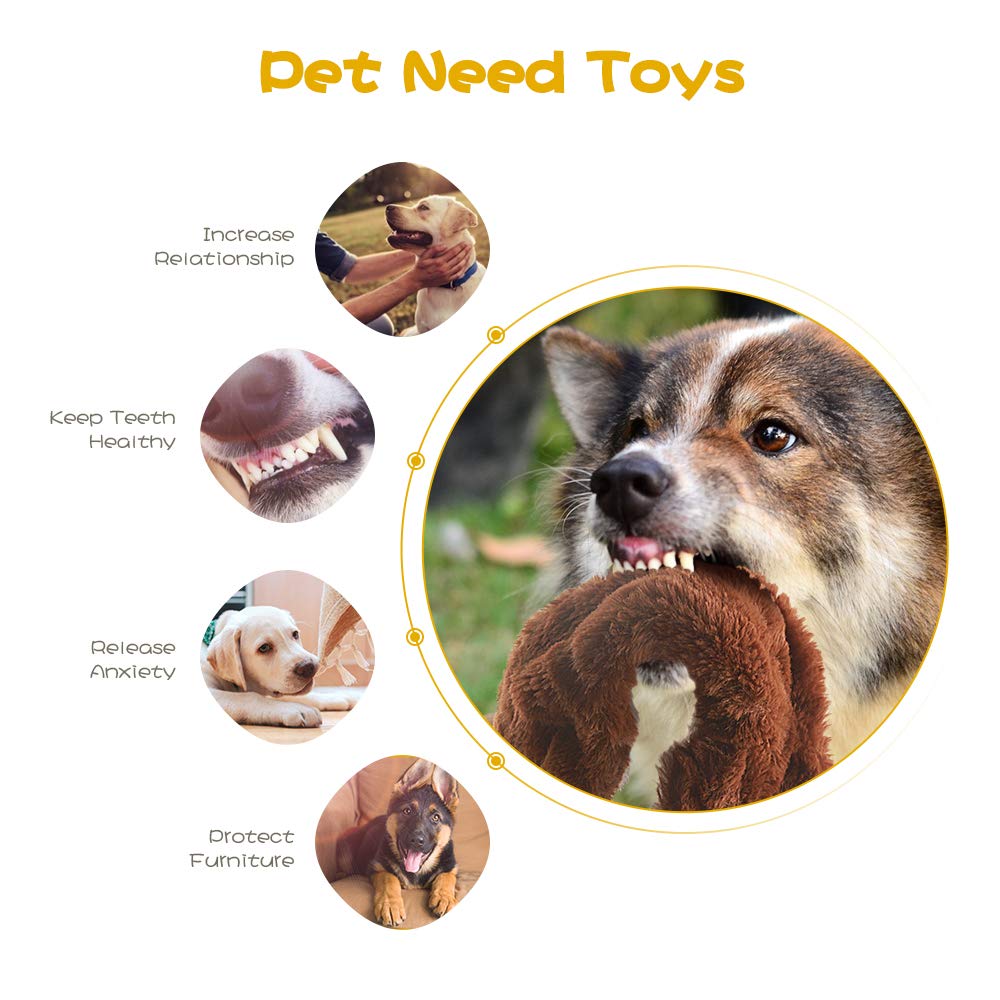 Dog Squeak Toys, No Stuffing Plush Dogs Chew Toy for Small Medium Large Breed Chewer Squeaky Pet Supplies Tough Durable Puppy Teething Chewing Interactive to Keep Them Busy Best Birthday Gift