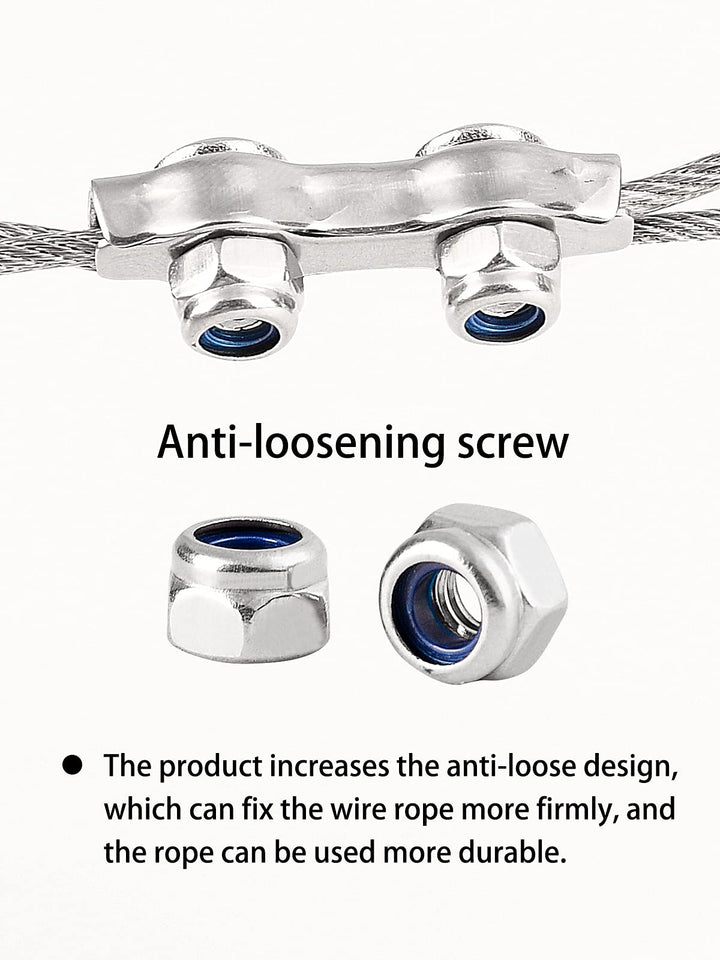 24pcs 1/16 Cable Clamps M2 Duplex Wire Rope Clips,304 Stainless Steel Rope Clamps with Anti-Loosening Lock Nuts,1/16 Wire Rope Fasteners Clamps for Hanging Wire,Garden Wire,Fence Wire