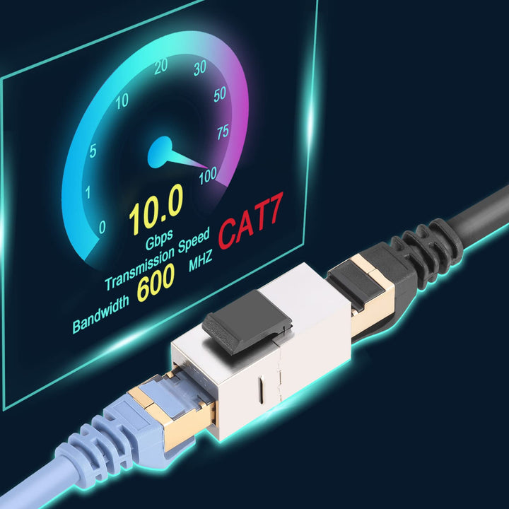 RJ45 Coupler Keystone Jack Cat7 10G Support, Cat7 Female Keystone STP 12 PCS for Wall Plate and Patch Panel, Shielded Rj45 Jack Gold Plated for Cat7, Cat6, Cat6A, Cat5e, Cat5 Cabling