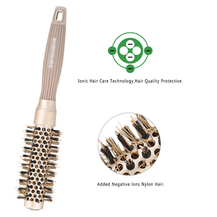 Round Barrel Anti-Static Hair Brush with Boar Bristles, Nano Thermal Ceramic Ionic Tech | For Extra Shine | Protect Hair, Enhance Texture, For Curling, Styling &amp; Drying (1 inch)