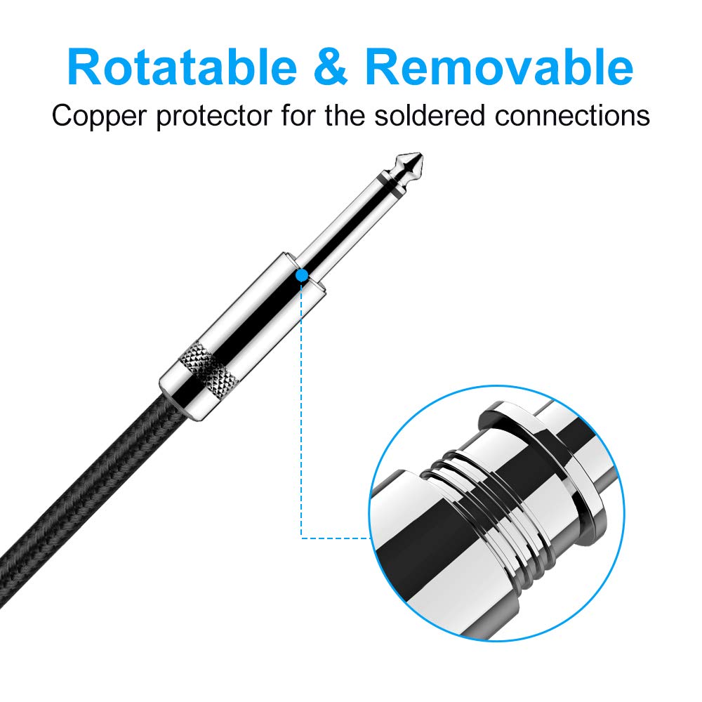 Guitar Cable 10 ft Electric Instrument Cable Bass AMP Cord 1/4 Straight to Straight for Electric, Bass Guitar, Electric Mandolin, Pro Audio, Black