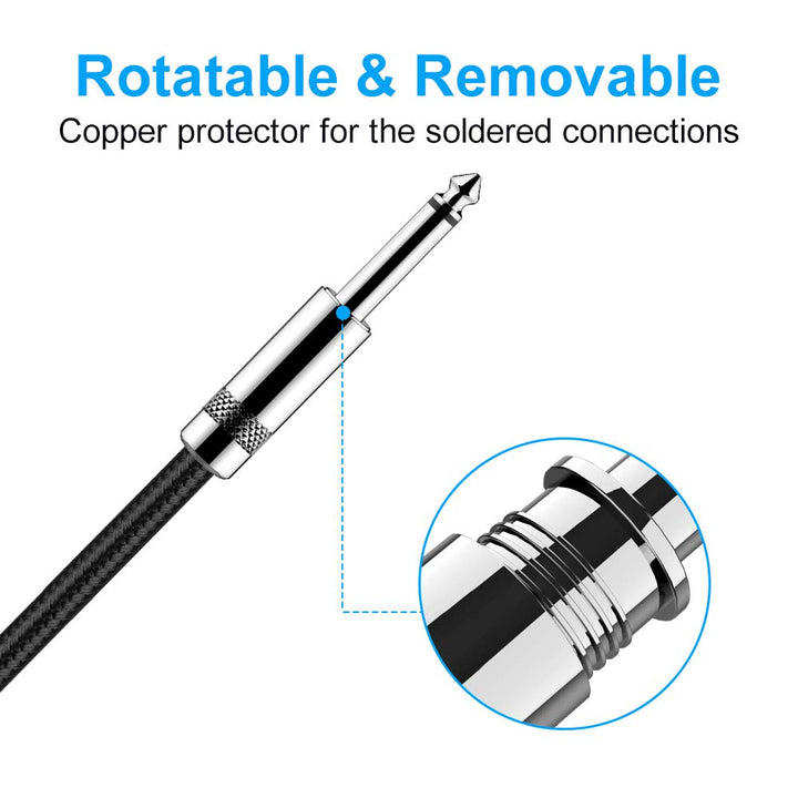 Guitar Cable 10 ft Electric Instrument Cable Bass AMP Cord 1/4 Straight to Straight for Electric, Bass Guitar, Electric Mandolin, Pro Audio, Black