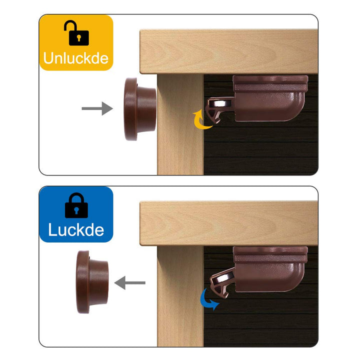 10 Pack Baby Safety Magnetic Cabinet Locks, Maveek Child Proofing & Easy Installation Magnet Latches for Cupboard & Drawers, 10 Safety Locks +2 Magnetic Keys, Brown