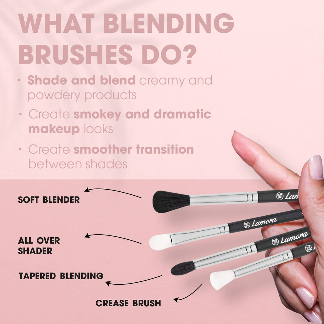 Real Technique&#39;s Pro Blending Brush Set, Smoky Eye Shadow Contour Kit, 4 Essential Shapes