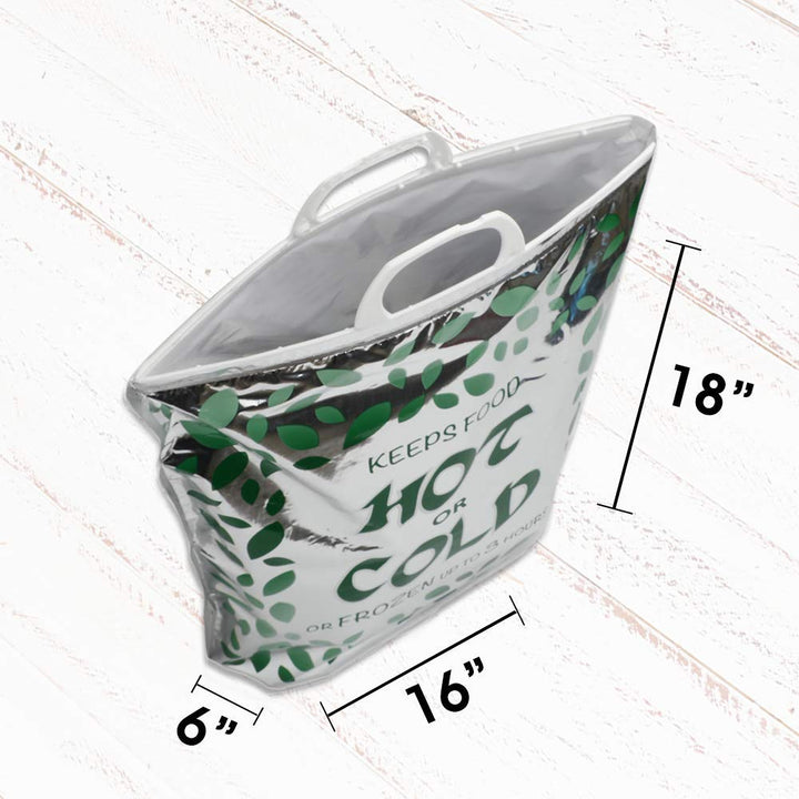 3 Hot Cold Food Bags, Large Size 16x18x6 inches, Reusable Insulated Thermal Cooler for Fruit/Meat/Vegetables, Ice-cold Beers &amp; Beverages | Keeps Frozen Up to 3 Hours