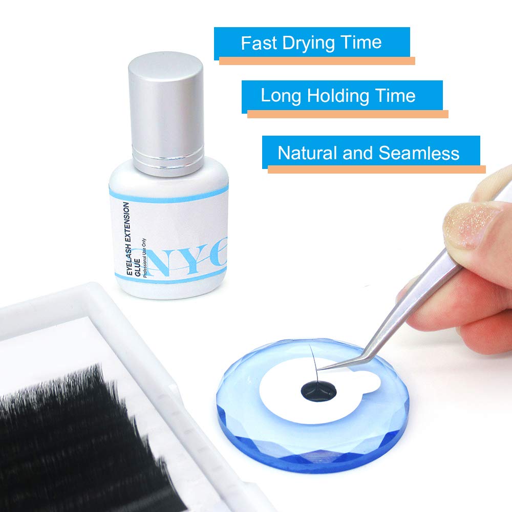 Eyelash Extension Glue Professional Extra Strong Grade Eyelashes Black Adhesive 1-2 Seconds Drying Time for 45-60 Days 7ml