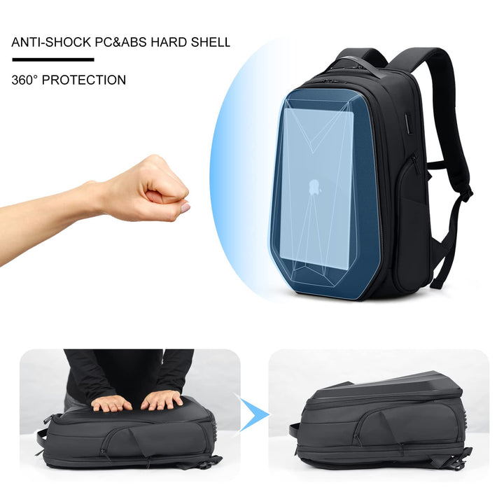 Travel Laptop Backpack for Men,Water Resistant Hard Shell Backpack 15.6 Inch with USB Charging Port,Business Computer Backpack for Work/College,Black