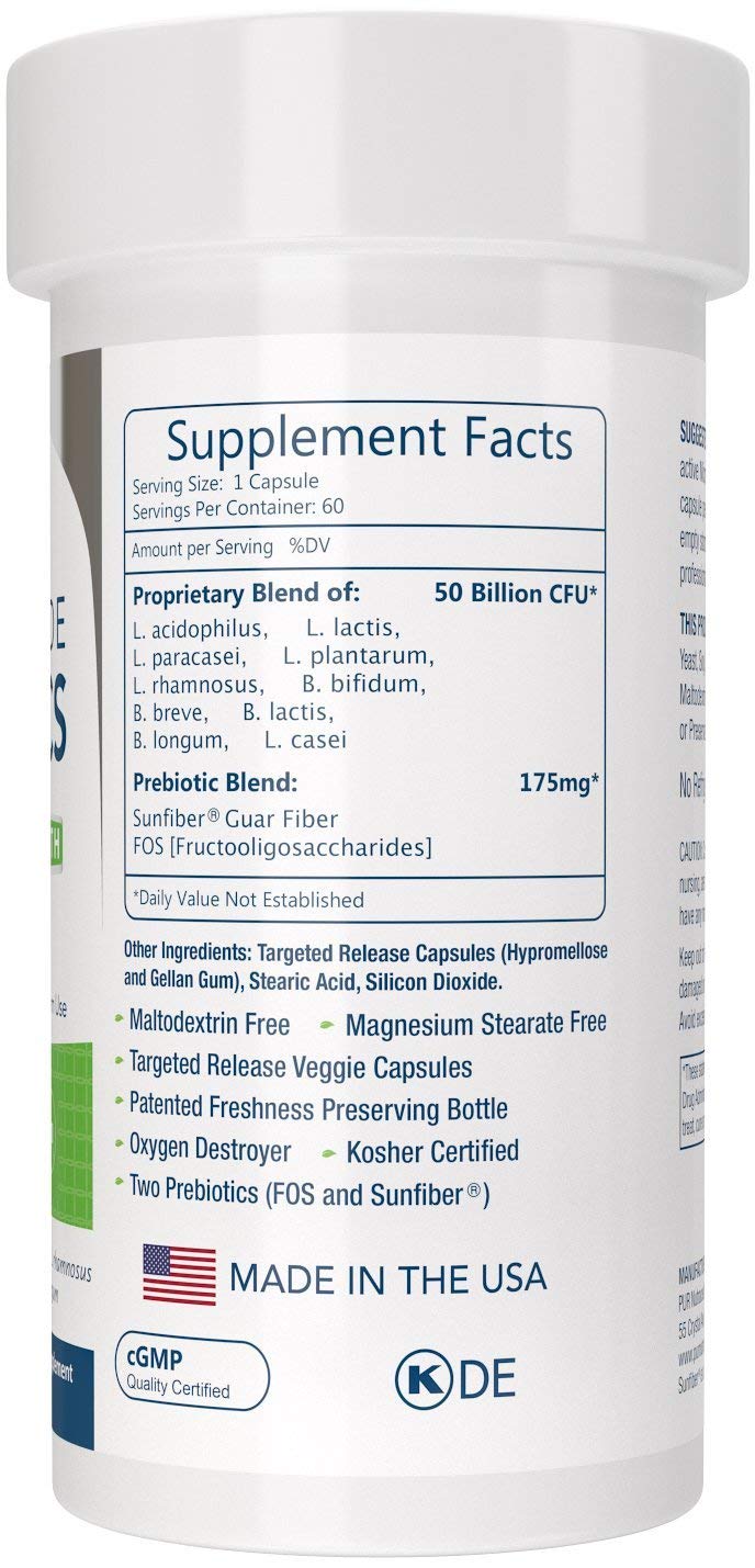 Clinical Grade Probiotics * 50 Billion CFUs/Serving * 10 Strains * Built-in Prebiotic * 60 Daily Capsules - 2 Month Supply * All Natural 100% Made in USA