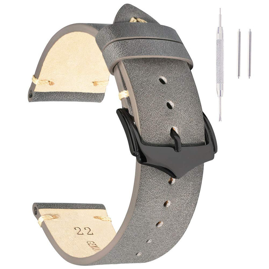 Leather Watch Bands 18mm for Men Vintage Watch Straps Brown for Women Crazy Horse Leather Replacement Watchband