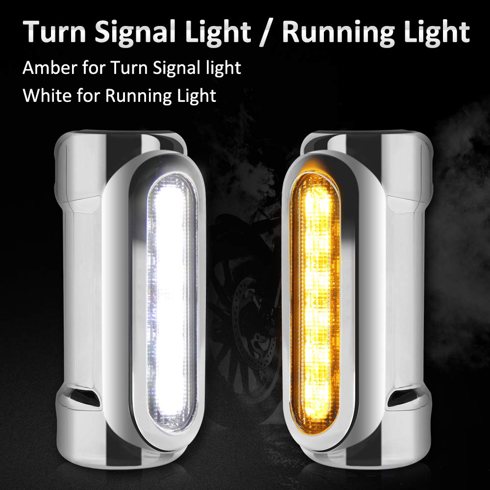 Motorcycle Highway Bar Lights Switchback Driving Crash Bar Lights Motorcycle Driving Lights Led Turn Signal Lights for 1-1/4 inch Crash Bar Touring Driving Lights Bikes (Silver)
