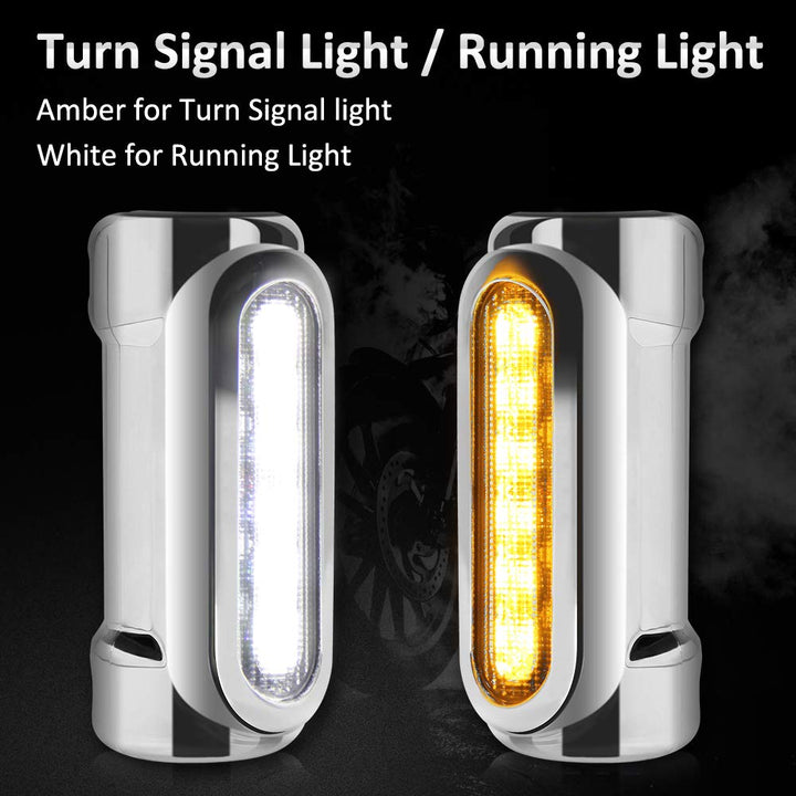 Motorcycle Highway Bar Lights Switchback Driving Crash Bar Lights Motorcycle Driving Lights Led Turn Signal Lights for 1-1/4 inch Crash Bar Touring Driving Lights Bikes (Silver)