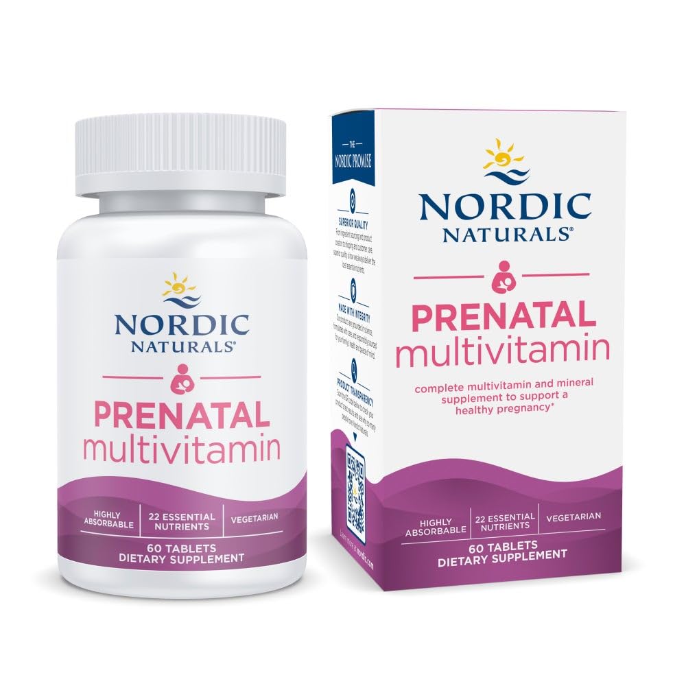 Prenatal Multivitamin for Women - Daily Vegetarian Prenatal Vitamins - 22 Essential Nutrients, Including B6, Folate, and Iron - 60 Tablets - 30 Servings
