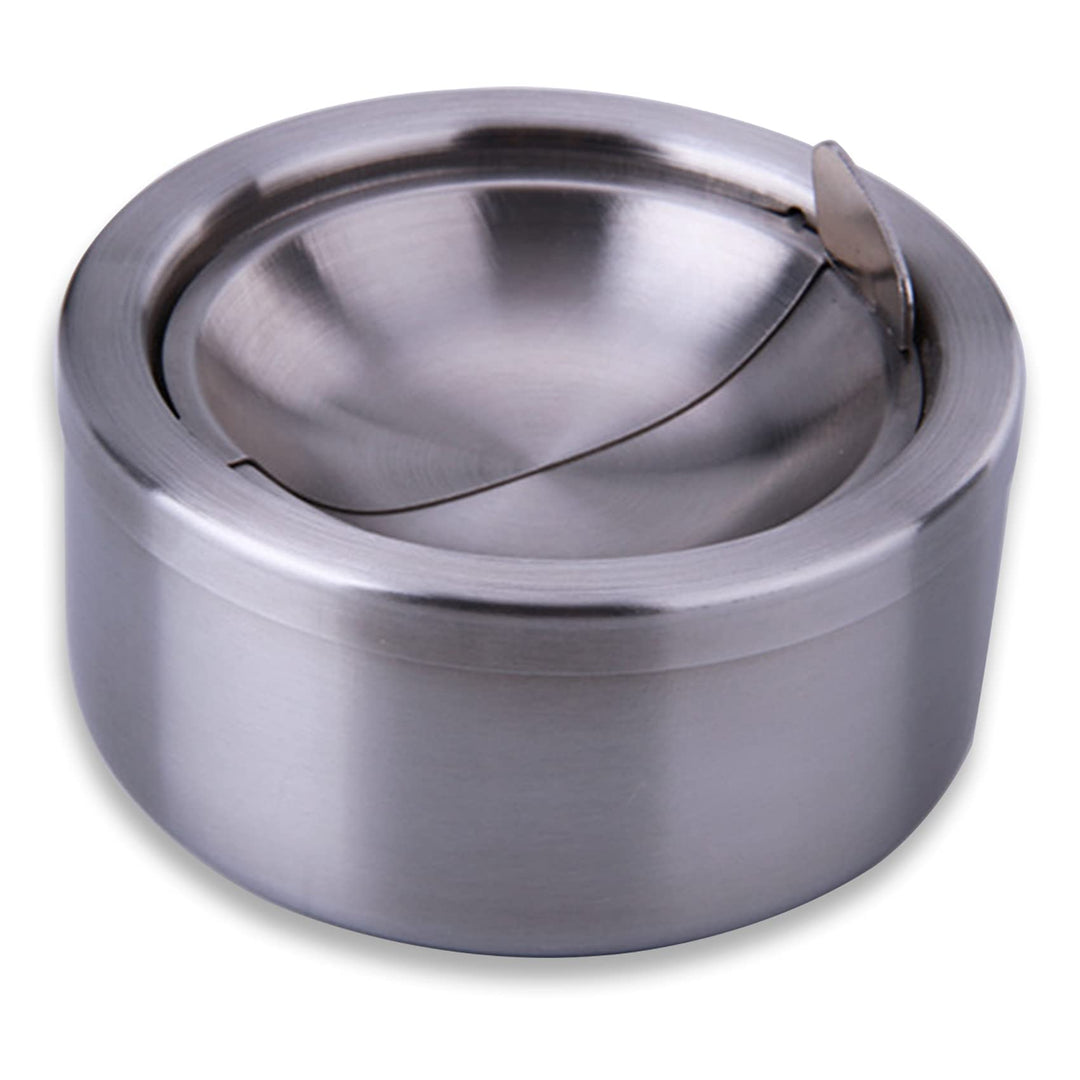 Outdoor Ashtray with Lid, Flip Top Stainless Steel Ash Tray, Metal Windproof Cigarette Ashtrays for Indoor or Outdoor Use, Desktop Ashtray Office Patio Home Decor