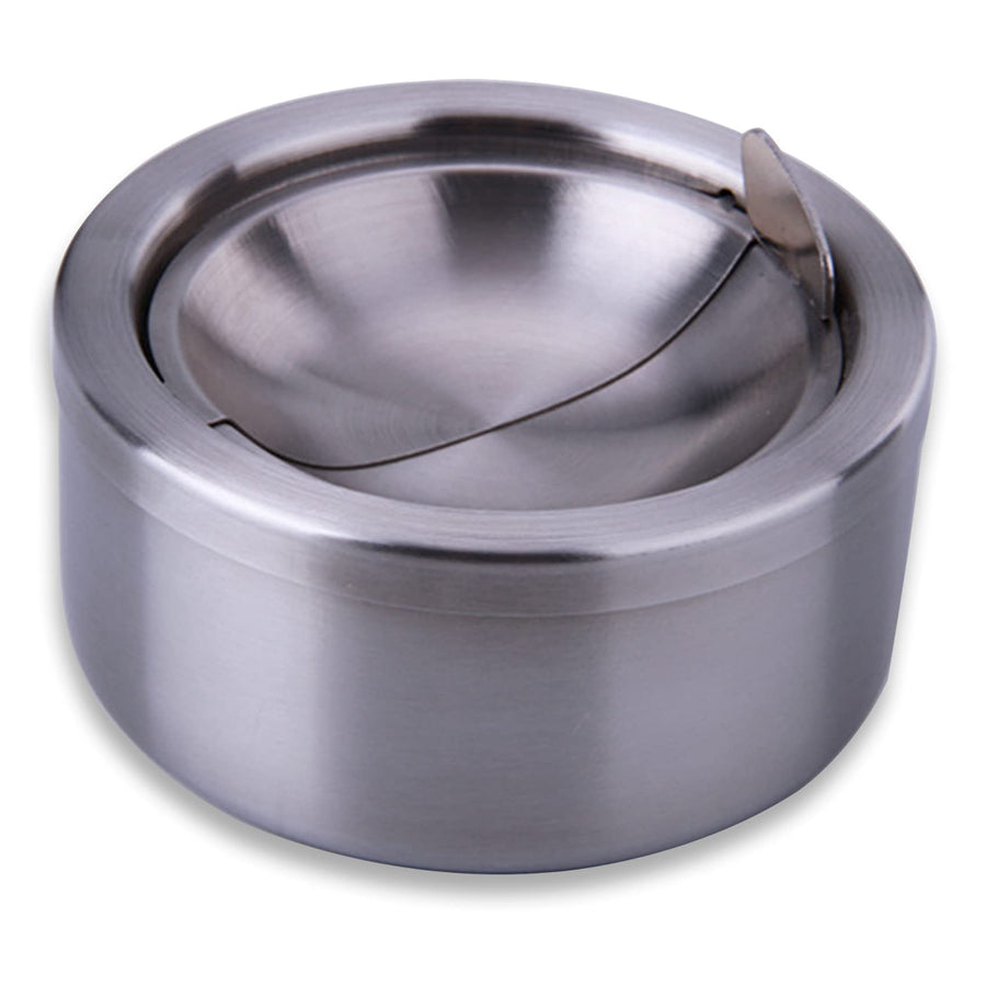 Outdoor Ashtray with Lid, Flip Top Stainless Steel Ash Tray, Metal Windproof Cigarette Ashtrays for Indoor or Outdoor Use, Desktop Ashtray Office Patio Home Decor