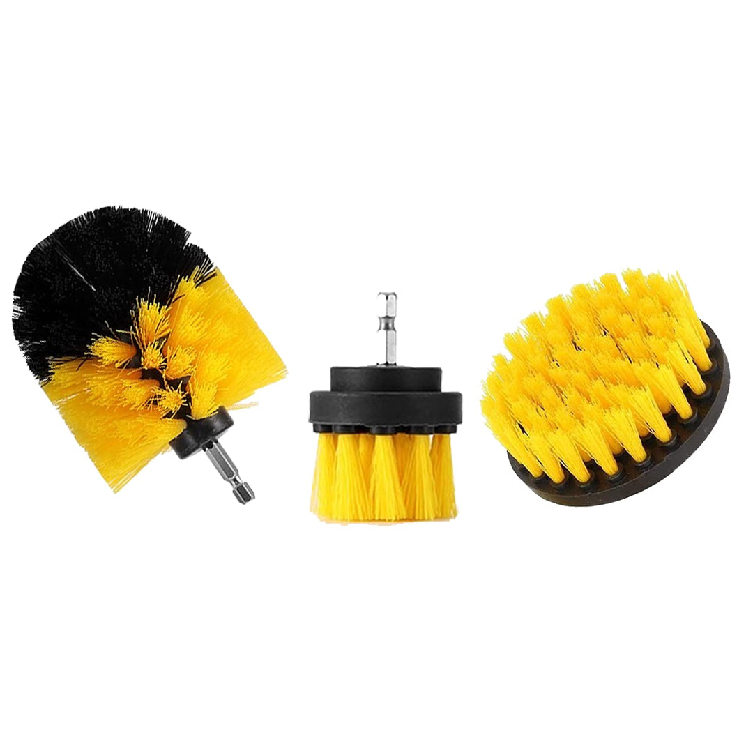 Drill Brush Set Attachment Kit Pack of 3 - All Purpose Power Scrubber Cleaning Set for Grout, Tiles, Sinks, Bathtub, Bathroom and Kitchen Surface (Yellow) (Drill Not Included)