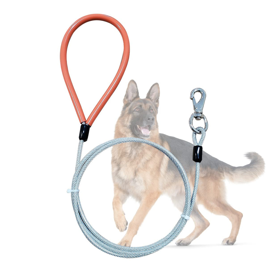 Dog Leash for Dogs Up to 250 Pound,Heavy Duty Leash Made of Coated Wire Rope for Large and Medium Dogs,Dog Tie Out Cable with Soft Silicone Grip.Dog Chains