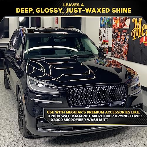 Meguiar&#39;s Ultimate Wash &amp; Wax - Premium Car Wash Soap and Wax Cleans Paint, Adds Gloss and Shine, and Leaves Behind Additional Wax Protection, Wash Wax Combo - 2 in 1 Car Wash, 48 Oz