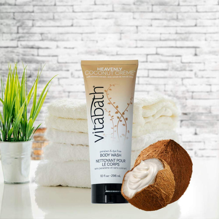 Heavenly Coconut CrÃƒ¨me Body Wash Moisturizing Bath &amp; Shower Cleanser Infused with Vanilla &amp; Sugar - Cruelty-Free, Paraben-Free - 10 oz