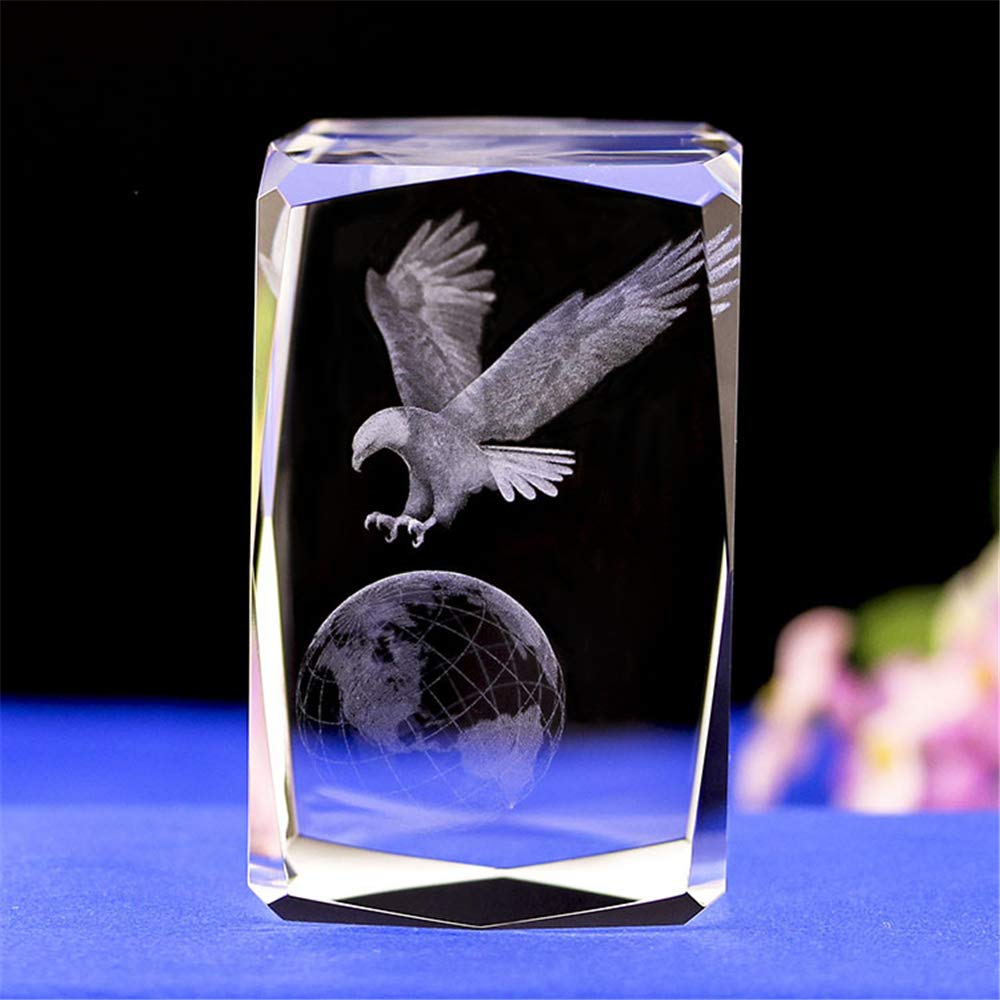 Crystal Glass Bald Eagle Statues and Figurines,3D Laser