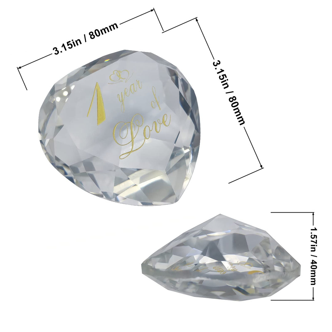 1 Year Anniversary Crystal Gifts for Her Him, 1st Wedding for Husband Wife Boyfriend or Girlfriend One Year Anniversary Marriage Presents