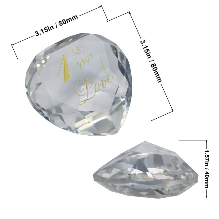 1 Year Anniversary Crystal Gifts for Her Him, 1st Wedding for Husband Wife Boyfriend or Girlfriend One Year Anniversary Marriage Presents