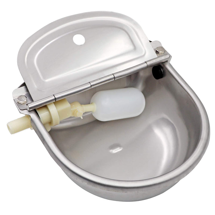 Automatic Water Dispenser for Dogs Chickens 304 Stainless Steel Water Feeder Outdoor Automatic Waterer for Chicken Livestock Horse Animal Drinking Water Bowl with Float Valve (Plastic Valve)