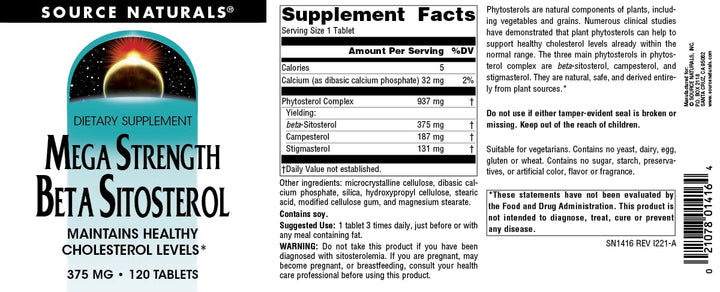 Source Naturals Mega Strength Beta Sitosterol 375mg - 1
