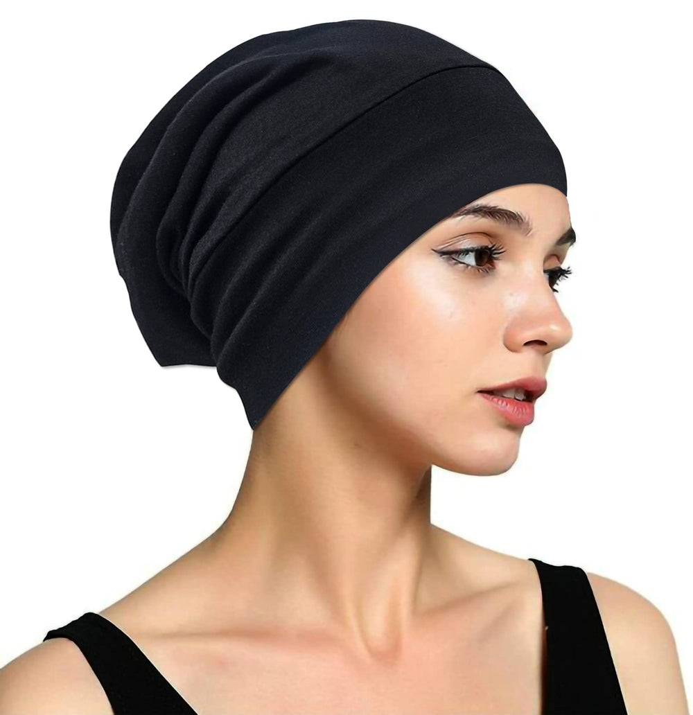 Satin Bonnet Sleep Cap Hair Cover Bonnet Satin Lined Slouchy Beanie Night Sleeping Hat - Adjustable for Curly Hair