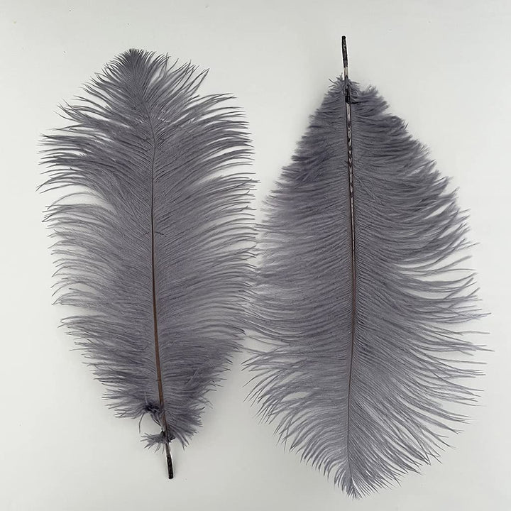 10PCS Ostrich Feather 12-14 inch(30-35cm) Plumes for Party Wedding Centerpiece Festival Vases Decoration(Grey)
