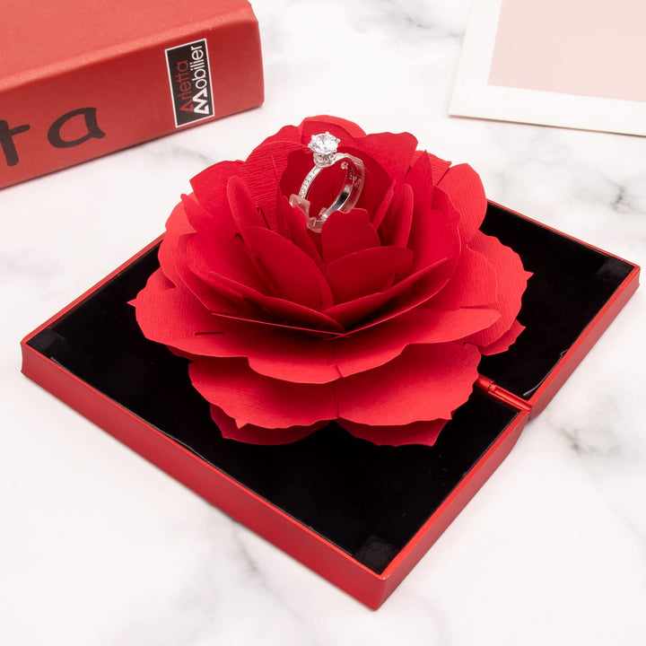 Engagement Ring Box,Ring Rose Box Surprise Jewelry Stor