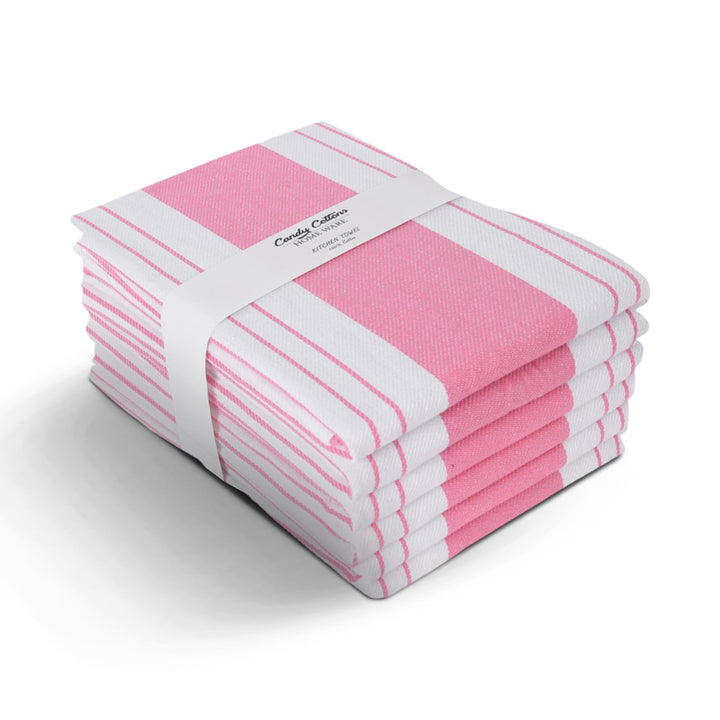 Stripe Kitchen Towels Decor Mordern Design Centreband Dish Towels Boho Stripe Absorbent Festive Gift Set of 6 Pantry Reusable Kitchen Dish Towel|Easter Spring Decor 18x28 in |Pink