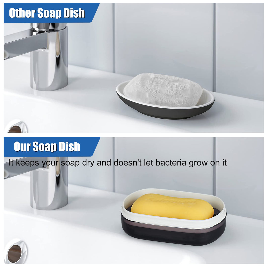 Travel Soap Box,soap Bar Holder Dish Container Case with Soap Bag &amp; Silicone Band,Strong Sealing Leak Proof Portable,Best for Bathroom/Camping/Gym/Business Trip (Black)