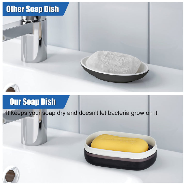 Travel Soap Box,soap Bar Holder Dish Container Case with Soap Bag &amp; Silicone Band,Strong Sealing Leak Proof Portable,Best for Bathroom/Camping/Gym/Business Trip (Black)