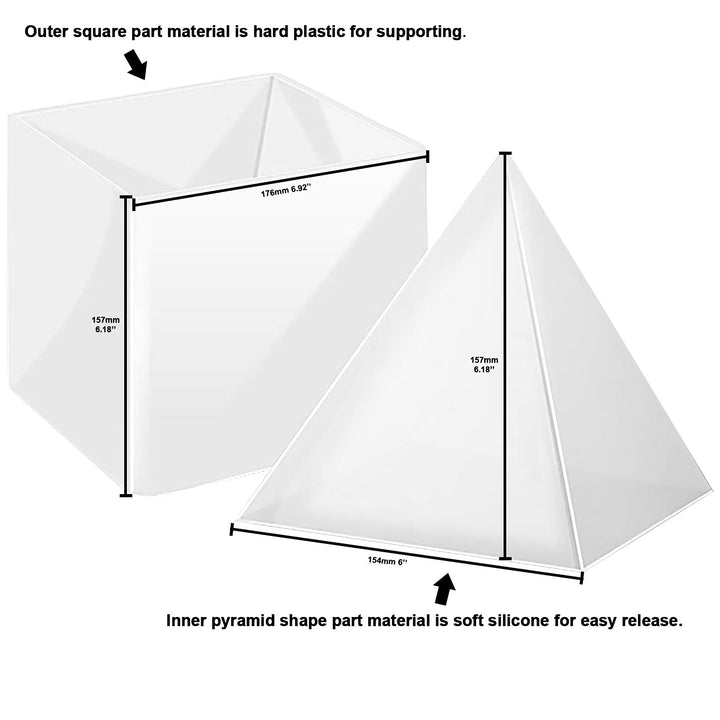 FUNSHOWCASE Pyramid Resin Epoxy Mold for Womens Jewelry Making, Polymer Clay, Soap Making, Cabochon Crystal Gemstone Crafting Projects Extra Large 6x6