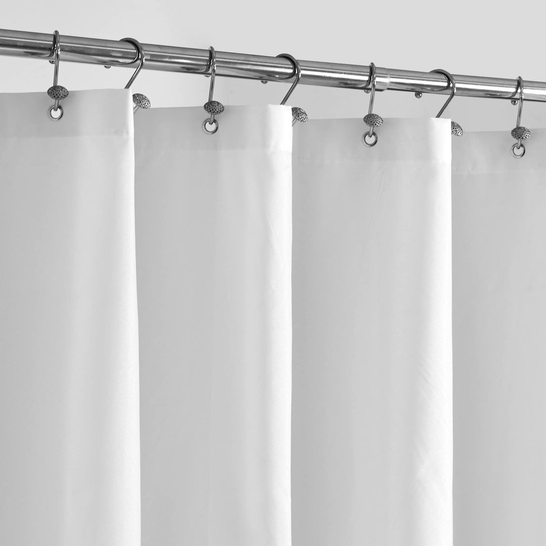 Stall Fabric Shower Curtain Liner Waterproof - 42 x 72, Soft &amp; Lightweight Stall Size Shower Curtain with Magnets, Machine Washable - 42x72, White