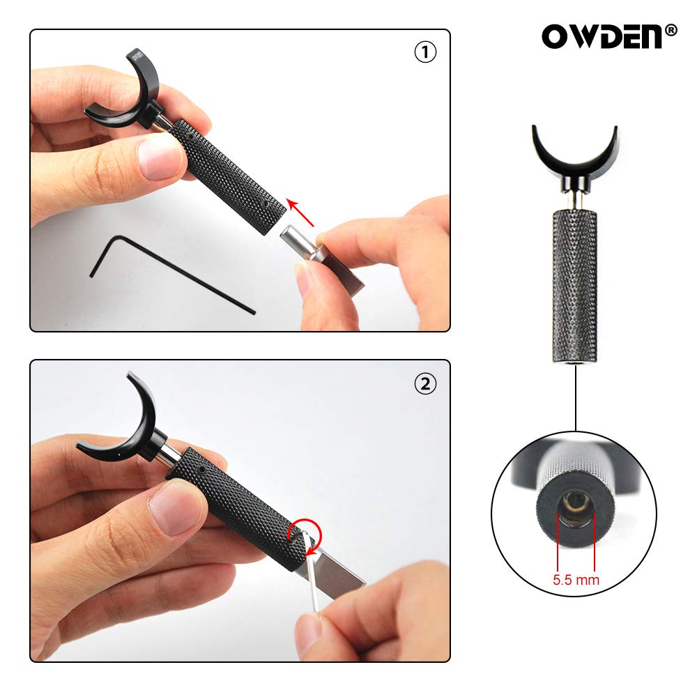 Professional Leather tool, Leather Swivel knife with 2 sizes blade, This size “L” (handle diameter : 13 mm),Adjustable handle height. (L)