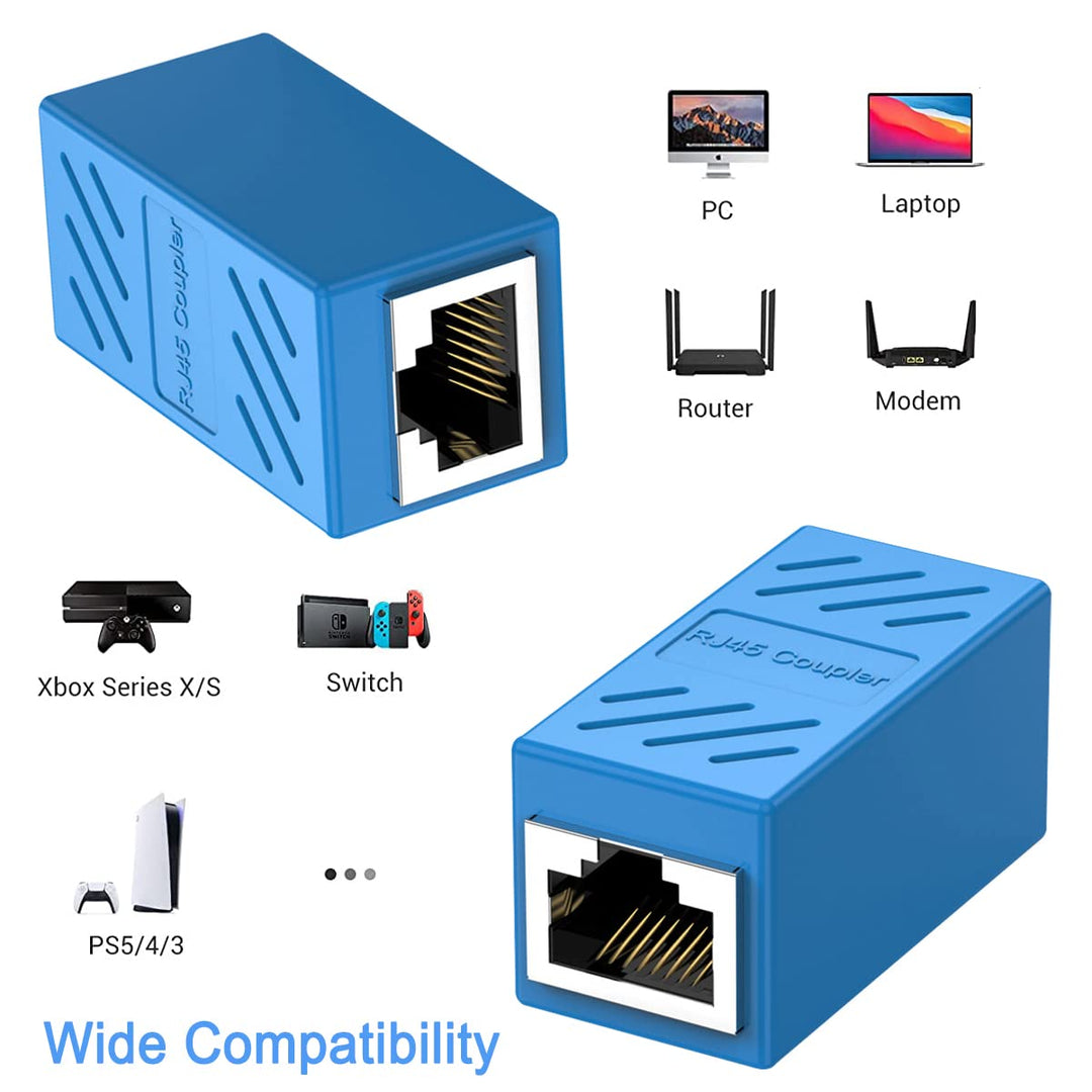 Ethernet Coupler Female to Female 2-Pack, 1000Mbps RJ45 Inline Coupler Connector Ethernet Extender Adapter for Cat8, Cat7, Cat6, Cat5 Ethernet Cable