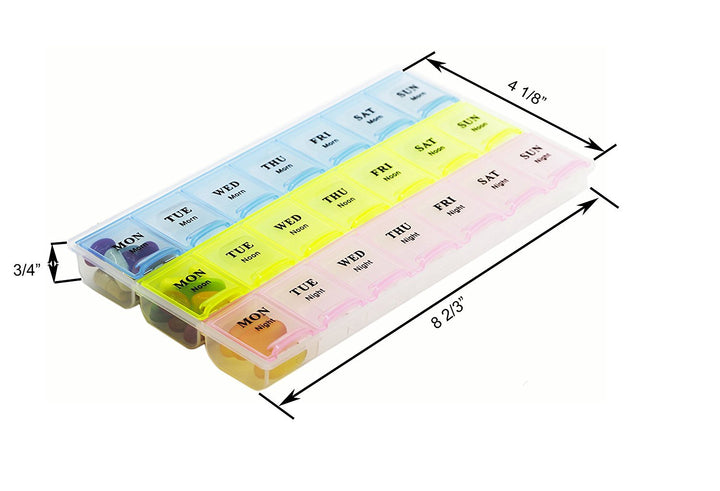 21 Compartments Pill Organizer Box, Medicine Remainder 