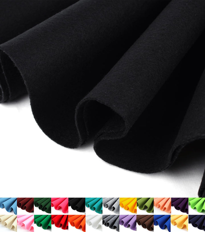 Barcelonetta | Felt Fabric | 72 Wide | 1.6mm Thick | Acrylic & Soft | Felt by The Yard | Felt for DIY Crafts, Projects, Sewing (Black, 1 Yard)