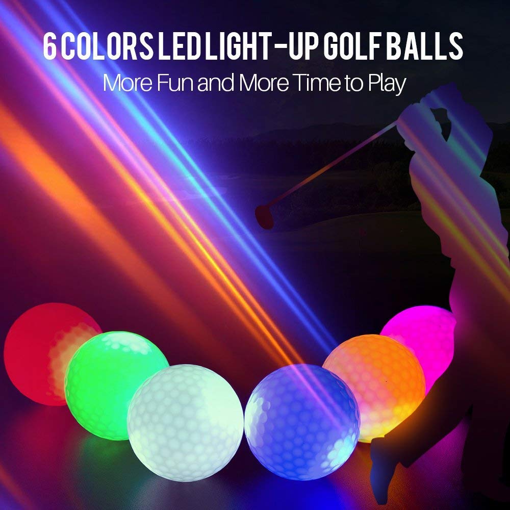 LED Light up Golf Balls, Glow in The Dark Night Glow Golf Balls (Mixed 3 Colors)
